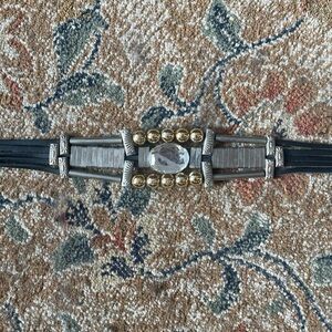 Boho Western Beaded Concho Belt with Clear Gem Accent